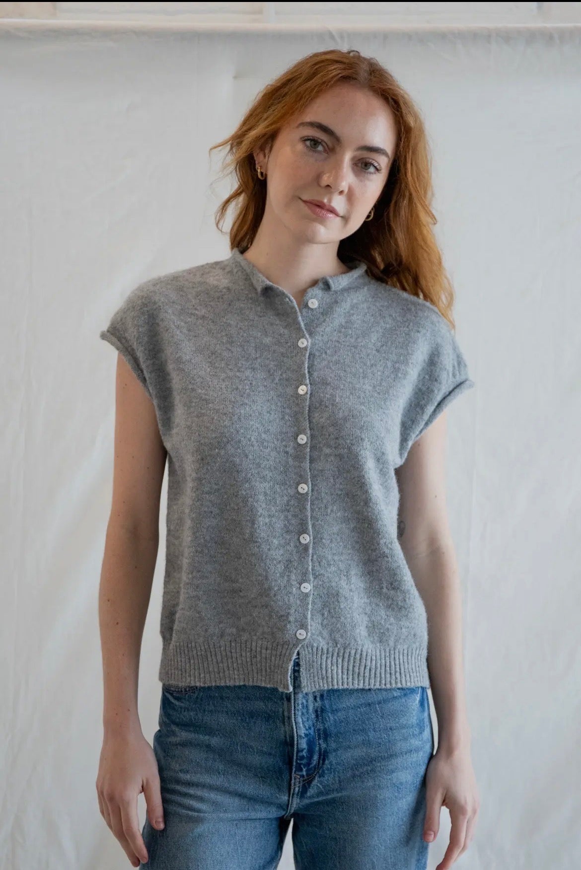 Piper Vest Cardigan- Grey