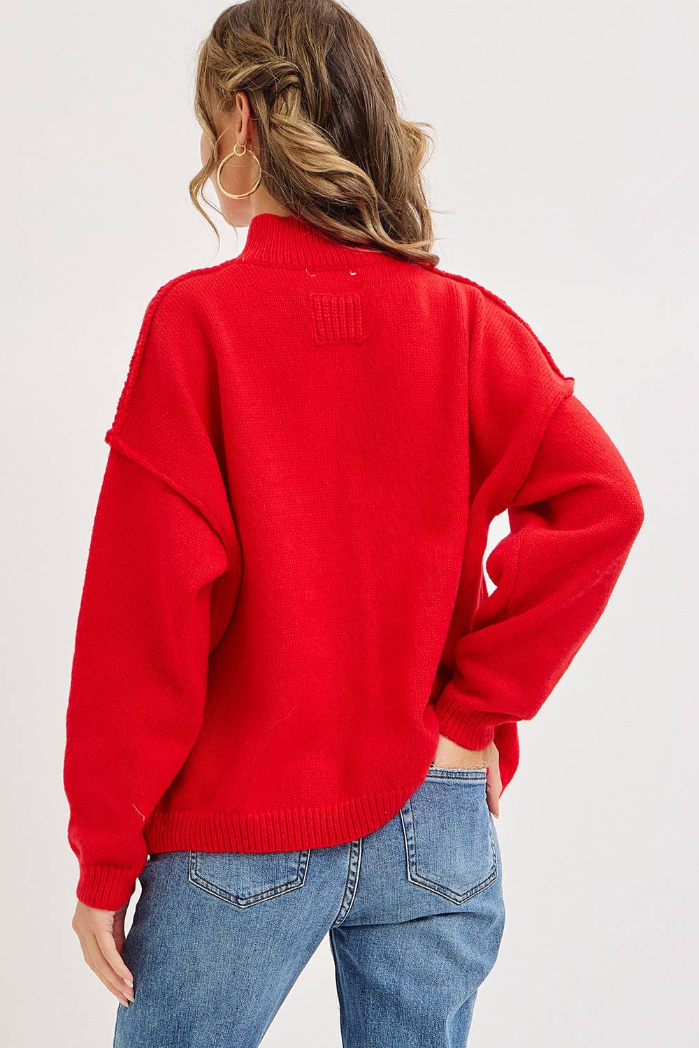 CHRISTMAS HOLIDAY SWEATER KNIT CARDIGAN: Red