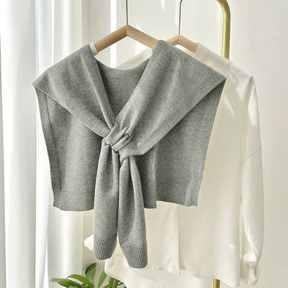Solid Color Knitted Knotted Shawl–Casual & Cozy _CWASC0757: CHARCOAL / (OS) 2