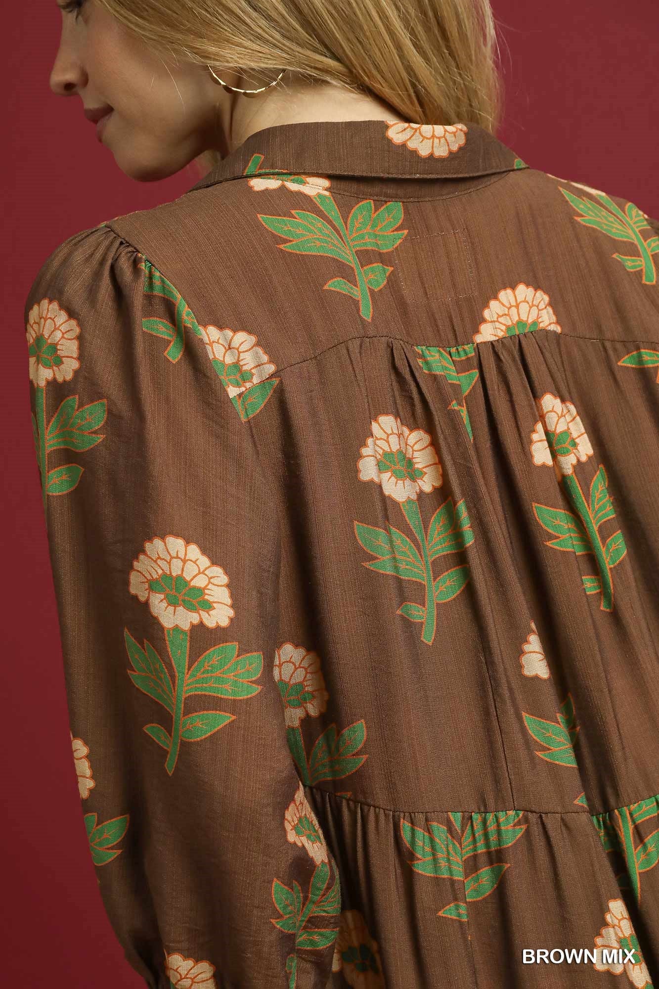 Brown Floral Print Maxi Dress