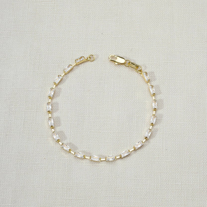18k Gold Filled Sideway Baguette Tennis Bracelet