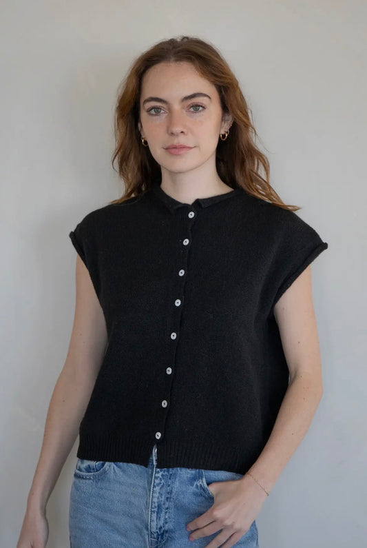 Piper Vest Cardigan - Black