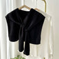 Solid Color Knitted Knotted Shawl–Casual & Cozy _CWASC0757: Black / (OS) 2