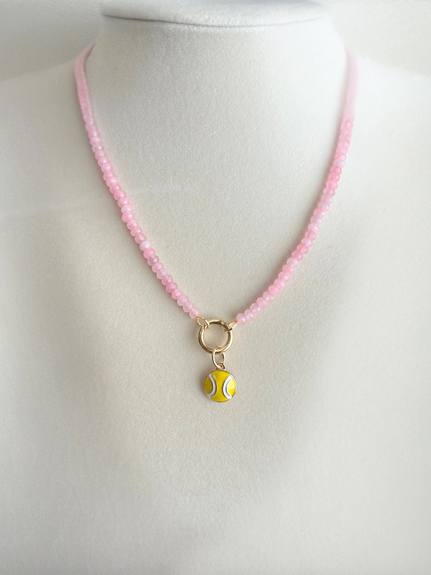 Pink Beaded Charm Necklace