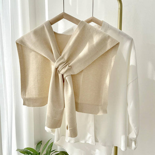 Solid Color Knitted Knotted Shawl–Casual & Cozy _CWASC0757: APRICOT1 / (OS) 2