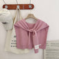 Solid Color Knitted Knotted Shawl–Casual & Cozy _CWASC0757: Pink / (OS) 2