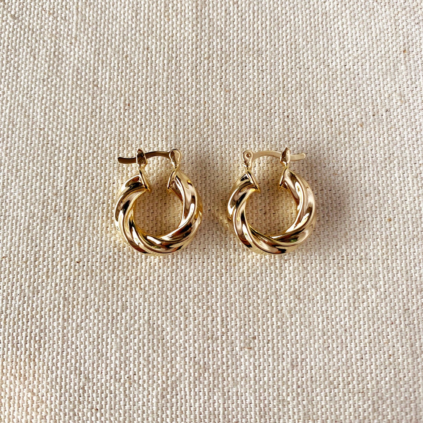 18k Gold Filled Italian Twisted Hoop Earrings