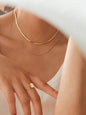 Jean 18K Gold Non-Tarnish Layered Flat Snake Chain Necklace: Yellow Gold