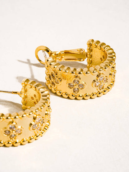 Ismaël 18K Gold Vintage Floral Hoop Earring: Yellow
